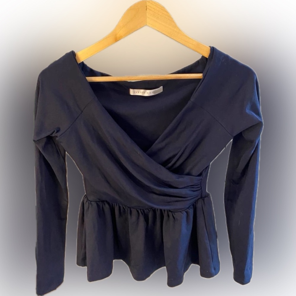 Susana Monaco Cross Front Off the Shoulder Peplum Blouse